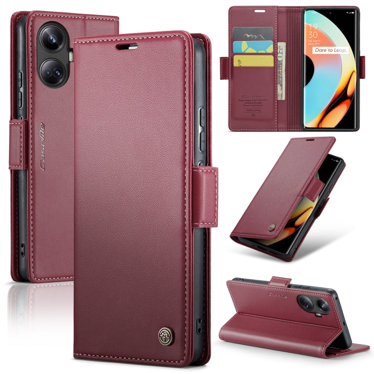 For Realme 10 Pro+ CaseMe 023 Butterfly Buckle Litchi Texture RFID Anti-theft Leather Phone Case(Wine Red) - Realme Cases by CaseMe | Online Shopping South Africa | PMC Jewellery | Buy Now Pay Later Mobicred