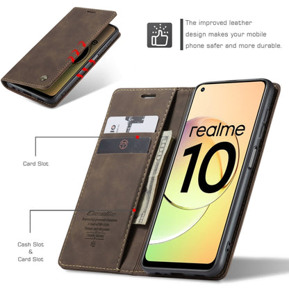 For Realme 10 4G CaseMe 013 Multifunctional Horizontal Flip Leather Phone Case(Coffee) - Realme Cases by CaseMe | Online Shopping South Africa | PMC Jewellery | Buy Now Pay Later Mobicred