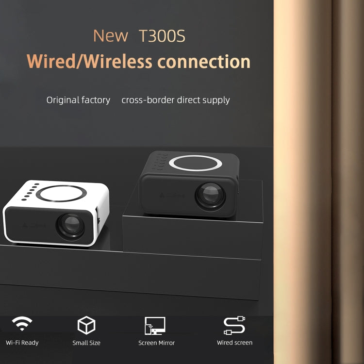 T300S 320x240 24ANSI Lumens Mini LCD Projector Supports Wired & Wireless Same Screen, Specification:AU Plug(Black) - Mini Projector by PMC TechLife | Online Shopping South Africa | PMC TechLife | Buy Now Pay Later Mobicred