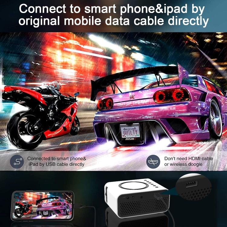 T300S 320x240 24ANSI Lumens Mini LCD Projector Supports Wired & Wireless Same Screen, Specification:EU Plug(Black) - Mini Projector by PMC TechLife | Online Shopping South Africa | PMC TechLife | Buy Now Pay Later Mobicred