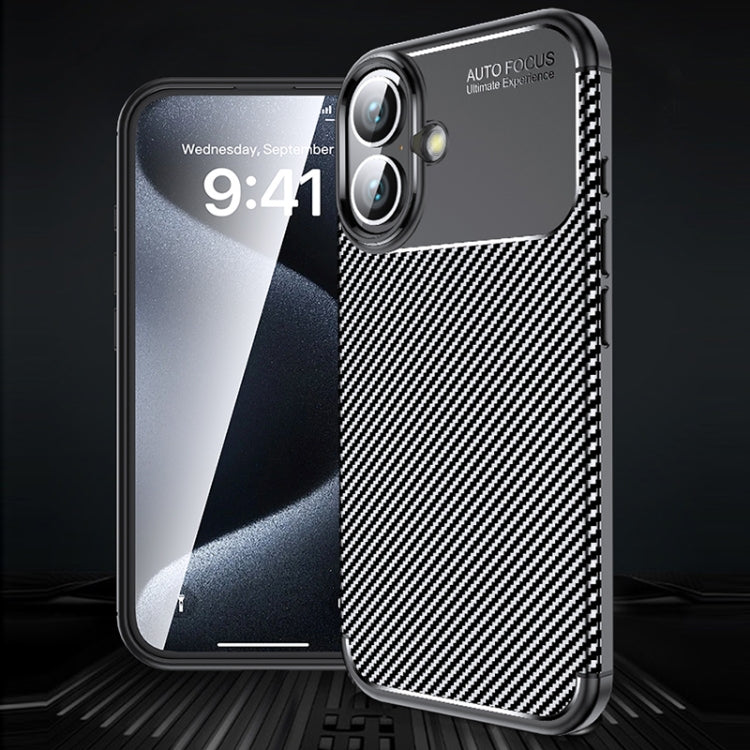 For iPhone 16 Plus Carbon Fiber Texture Shockproof TPU Phone Case(Black) - iPhone 16 Plus Cases by PMC TechLife | Online Shopping South Africa | PMC TechLife | Buy Now Pay Later Mobicred