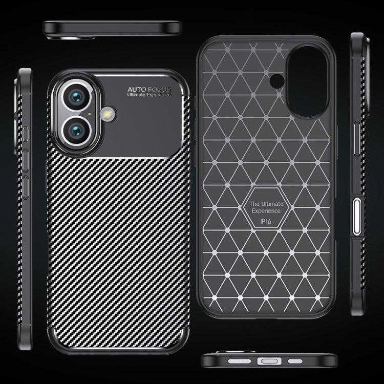 For iPhone 16 Plus Carbon Fiber Texture Shockproof TPU Phone Case(Black) - iPhone 16 Plus Cases by PMC TechLife | Online Shopping South Africa | PMC TechLife | Buy Now Pay Later Mobicred