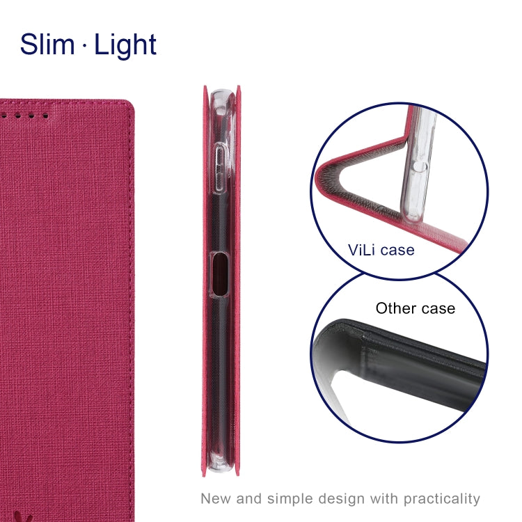 For Sharp Aquos Sense8 ViLi DMX Series Shockproof TPU + PU Leather Magnetic Attraction Horizontal Flip Case(Rose Red) - More Brand by ViLi | Online Shopping South Africa | PMC Jewellery | Buy Now Pay Later Mobicred