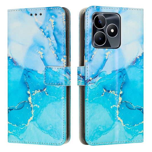 For Realme C53/Narzo N53 Painted Marble Pattern Leather Phone Case(Blue Green) - Realme Cases by PMC Jewellery | Online Shopping South Africa | PMC Jewellery | Buy Now Pay Later Mobicred