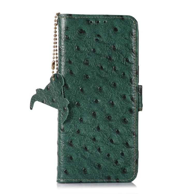 For Motorola Moto G14 4G Ostrich Pattern Genuine Leather RFID Phone Case(Green) - free shipping - PMC TechLife - Order now!