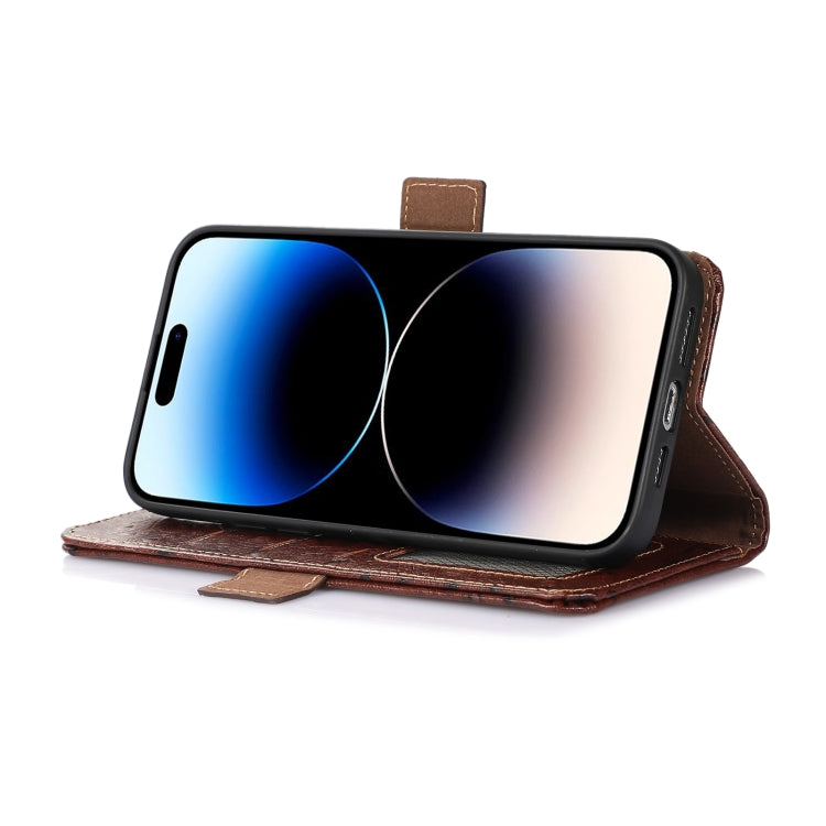 For OnePlus Nord 3 / Ace 2V Ostrich Pattern Genuine Leather RFID Phone Case(Coffee) - OnePlus Cases by PMC TechLife | Online Shopping South Africa | PMC TechLife | Buy Now Pay Later Mobicred
