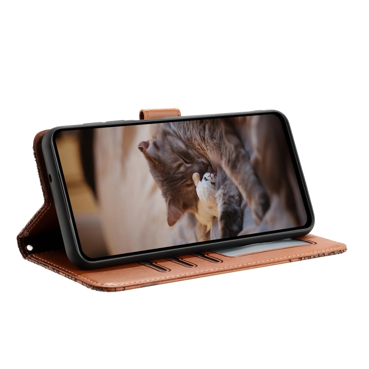 For iPhone 16 Pro Cat Embossing Pattern Leather Phone Case with Lanyard(Brown) - iPhone 16 Pro Cases by PMC TechLife | Online Shopping South Africa | PMC TechLife | Buy Now Pay Later Mobicred
