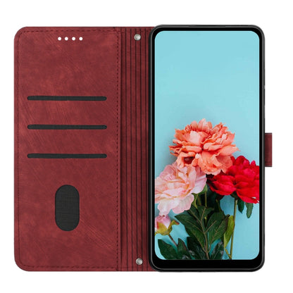 For Xiaomi Redmi K70 / K70 Pro Skin Feel Stripe Pattern Leather Phone Case with Long Lanyard(Red) - K70 Pro Cases by PMC Jewellery | Online Shopping South Africa | PMC Jewellery | Buy Now Pay Later Mobicred