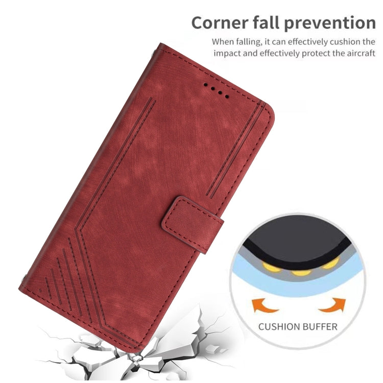 For Xiaomi Redmi K70 / K70 Pro Skin Feel Stripe Pattern Leather Phone Case with Long Lanyard(Red) - K70 Pro Cases by PMC Jewellery | Online Shopping South Africa | PMC Jewellery | Buy Now Pay Later Mobicred