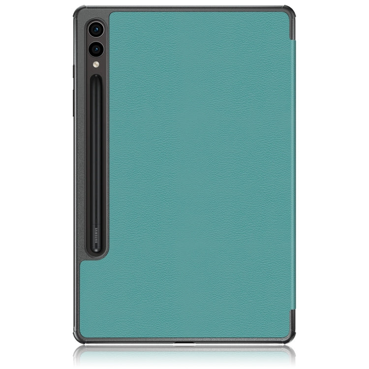 For Samsung Galaxy Tab S9+ Custer Pure Color 3-Fold Holder Smart Leather Tablet Case(Dark Green) - Galaxy Tab S9+ Cases by PMC Jewellery | Online Shopping South Africa | PMC Jewellery | Buy Now Pay Later Mobicred