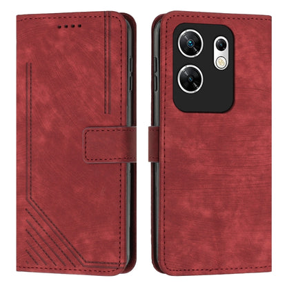 For Infinix Zero 30 4G Skin Feel Stripe Pattern Leather Phone Case with Lanyard(Red) - Infinix Cases by PMC Jewellery | Online Shopping South Africa | PMC Jewellery | Buy Now Pay Later Mobicred