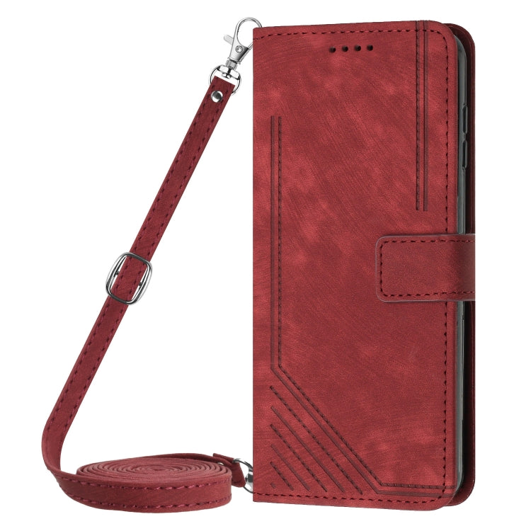 For Infinix Zero 30 5G Skin Feel Stripe Pattern Leather Phone Case with Lanyard(Red) - Infinix Cases by PMC Jewellery | Online Shopping South Africa | PMC Jewellery | Buy Now Pay Later Mobicred