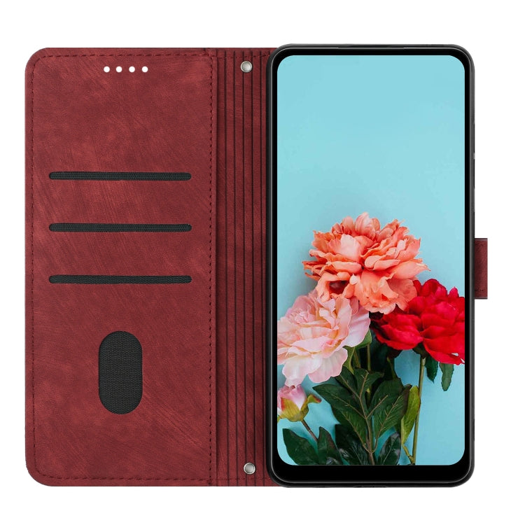 For Infinix Hot 40 / 40 Pro Skin Feel Stripe Pattern Leather Phone Case with Lanyard(Red) - Infinix Cases by PMC TechLife | Online Shopping South Africa | PMC TechLife | Buy Now Pay Later Mobicred