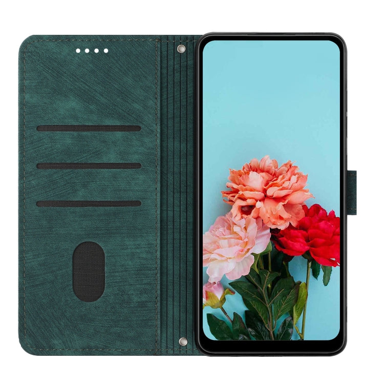 For Infinix Hot 40i Skin Feel Stripe Pattern Leather Phone Case with Lanyard(Green) - Infinix Cases by PMC TechLife | Online Shopping South Africa | PMC TechLife | Buy Now Pay Later Mobicred