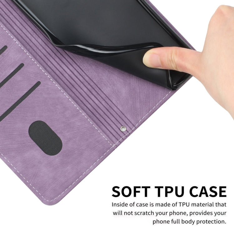 For Infinix Smart 8 Skin Feel Stripe Pattern Leather Phone Case with Lanyard(Purple) - Infinix Cases by PMC TechLife | Online Shopping South Africa | PMC TechLife | Buy Now Pay Later Mobicred