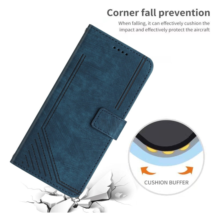 For Infinix Note 40 Pro 4G / 5G Skin Feel Stripe Pattern Leather Phone Case with Lanyard(Blue) - Infinix Cases by PMC TechLife | Online Shopping South Africa | PMC TechLife | Buy Now Pay Later Mobicred