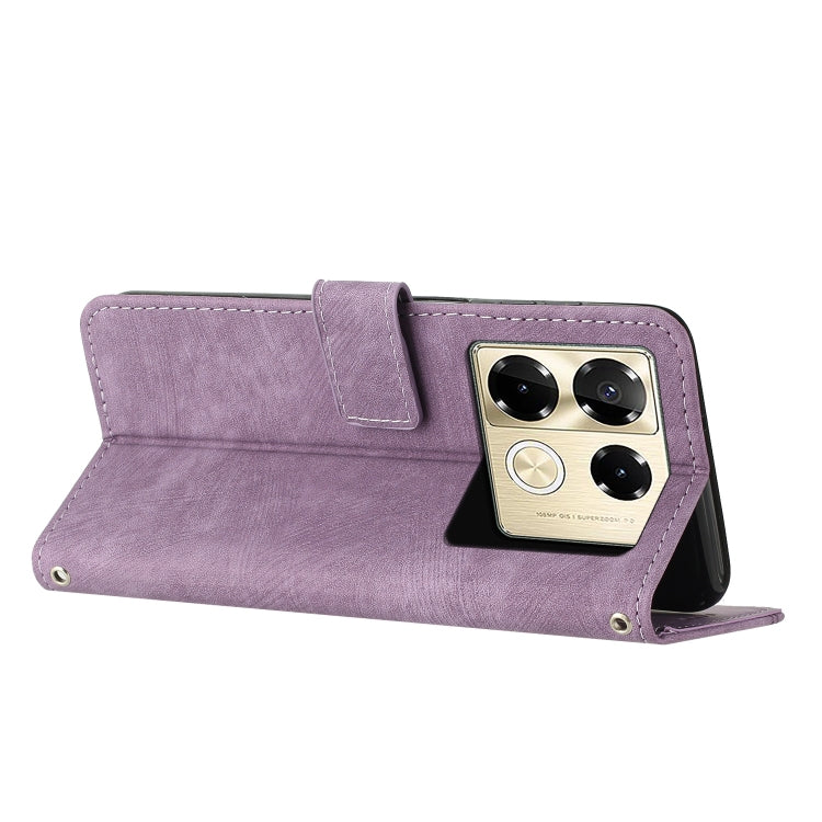 For Infinix Note 40 Pro 4G / 5G Skin Feel Stripe Pattern Leather Phone Case with Lanyard(Purple) - Infinix Cases by PMC TechLife | Online Shopping South Africa | PMC TechLife | Buy Now Pay Later Mobicred
