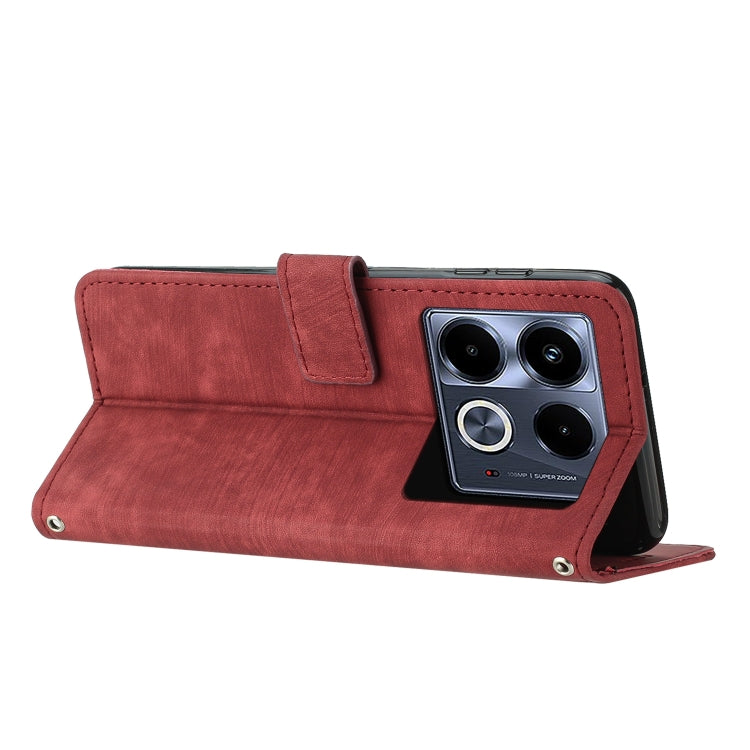 For Infinix Note 40 4G Skin Feel Stripe Pattern Leather Phone Case with Lanyard(Red) - Infinix Cases by PMC TechLife | Online Shopping South Africa | PMC TechLife | Buy Now Pay Later Mobicred