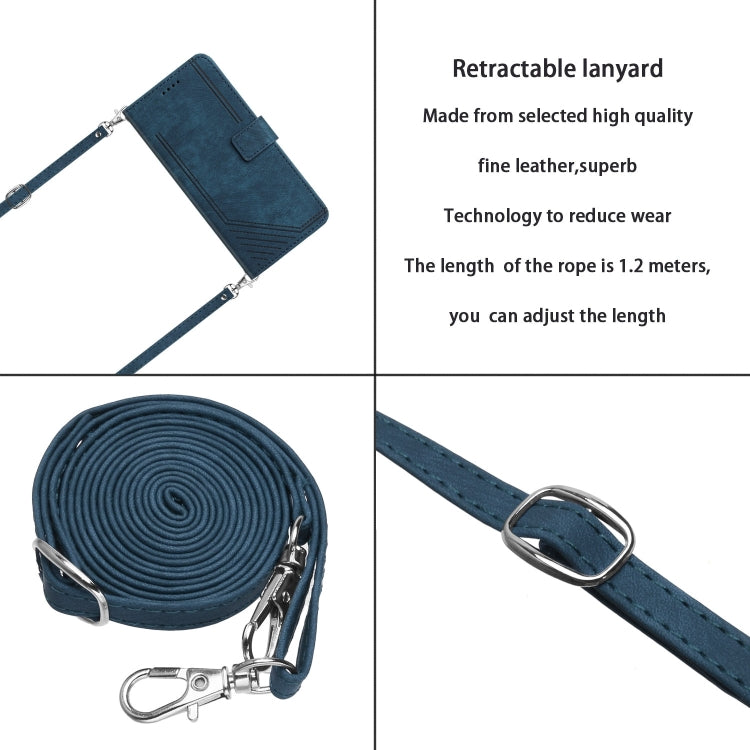 For Infinix Note 40 4G Skin Feel Stripe Pattern Leather Phone Case with Lanyard(Blue) - Infinix Cases by PMC TechLife | Online Shopping South Africa | PMC TechLife | Buy Now Pay Later Mobicred