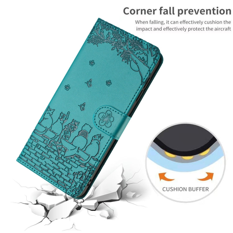 For Xiaomi Poco X4 Pro 5G Cat Embossing Pattern Leather Phone Case with Lanyard(Blue) - Xiaomi Cases by PMC TechLife | Online Shopping South Africa | PMC TechLife | Buy Now Pay Later Mobicred