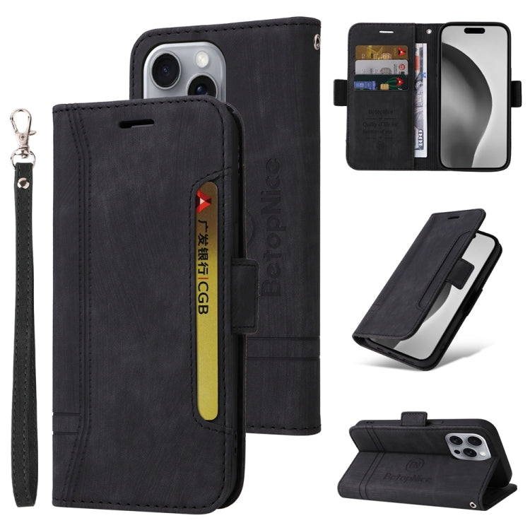 For iPhone 16 Pro Max BETOPNICE Dual-side Buckle Leather Phone Case(Black) - iPhone 16 Pro Max Cases by BETOPNICE | Online Shopping South Africa | PMC Jewellery | Buy Now Pay Later Mobicred