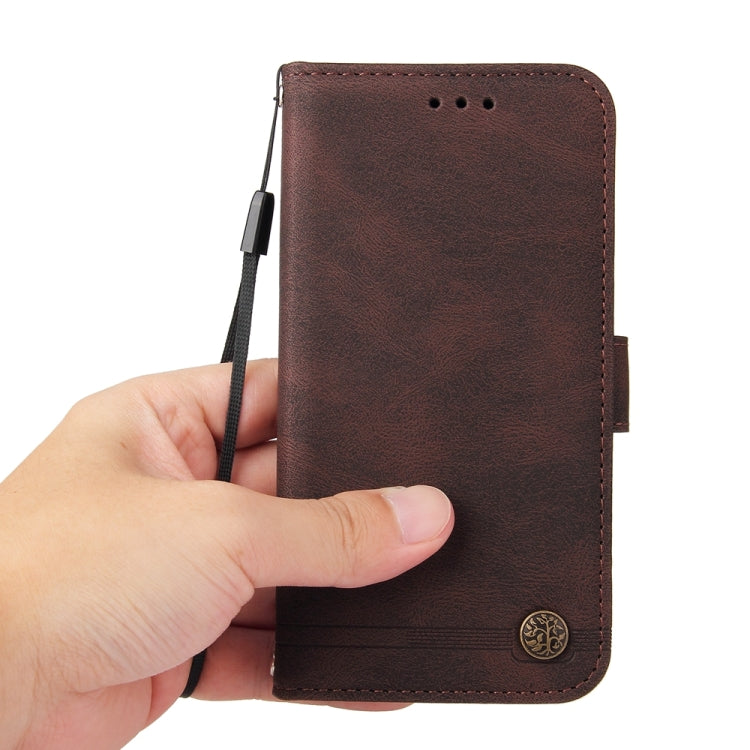 For iPhone 16e Skin Feel Life Tree Leather Phone Case(Brown) - iPhone 16e Cases by PMC TechLife | Online Shopping South Africa | PMC TechLife | Buy Now Pay Later Mobicred