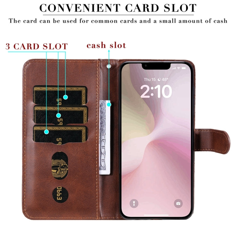 For iPhone 16e Fashion Calf Texture Zipper Leather Phone Case(Brown) - iPhone 16e Cases by PMC TechLife | Online Shopping South Africa | PMC TechLife | Buy Now Pay Later Mobicred