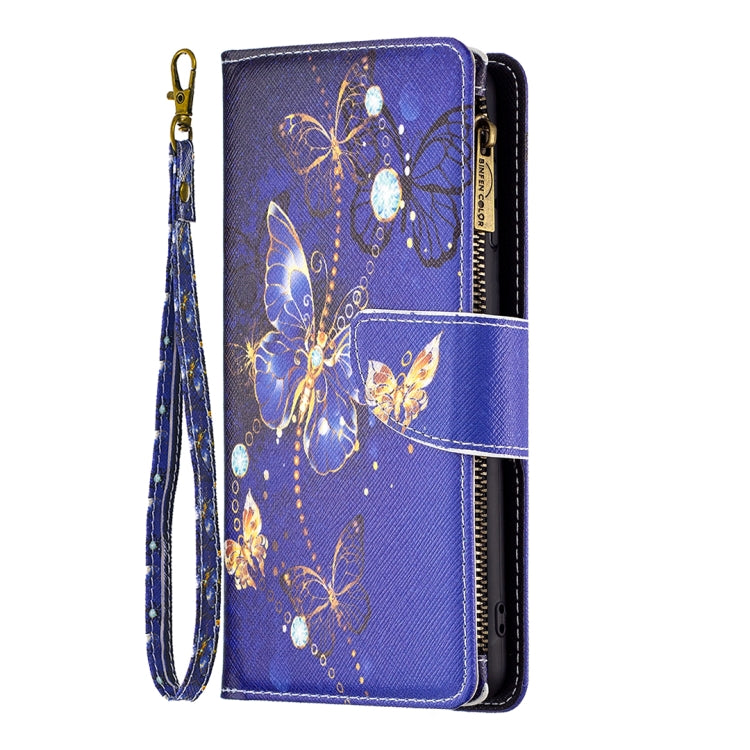 For iPhone 16 Pro Colored Drawing Pattern Zipper Phone Leather Case(Purple Butterfly) - iPhone 16 Pro Cases by PMC Jewellery | Online Shopping South Africa | PMC Jewellery | Buy Now Pay Later Mobicred