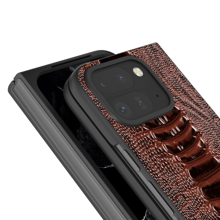 For Google Pixel 9 Pro Fold ABEEL Genuine Leather Weilai Series Phone Case(Coffee) - Google Cases by PMC Jewellery | Online Shopping South Africa | PMC Jewellery | Buy Now Pay Later Mobicred