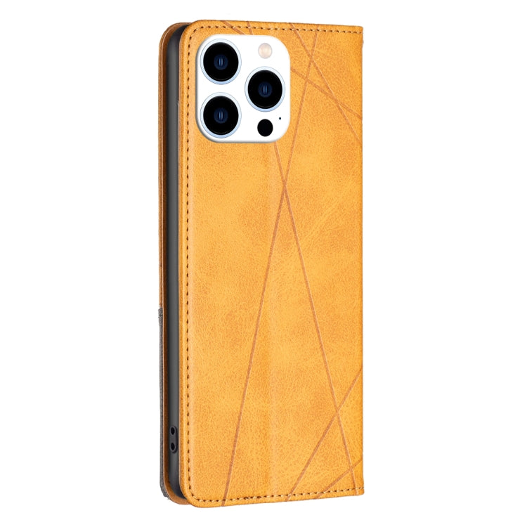 For iPhone 16 Pro Rhombus Texture Magnetic Leather Phone Case(Yellow) - iPhone 16 Pro Cases by PMC Jewellery | Online Shopping South Africa | PMC Jewellery | Buy Now Pay Later Mobicred