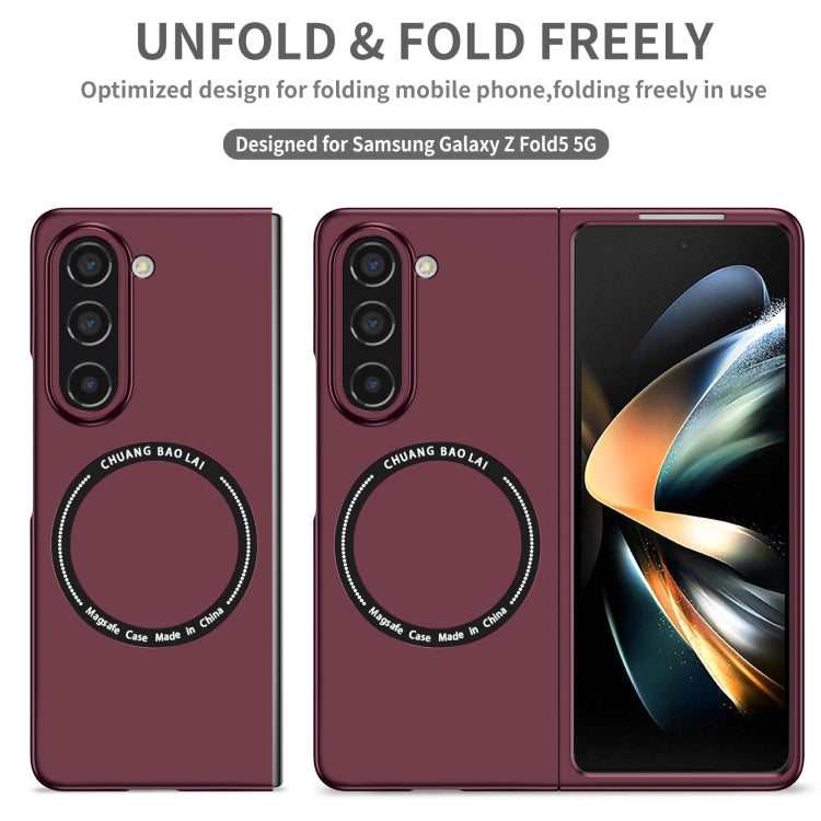 For Samsung Galaxy Z Fold5 Magsafe Magnetic Folding PC Phone Case(Wine Red) - Galaxy Z Fold5 Cases by PMC Jewellery | Online Shopping South Africa | PMC Jewellery