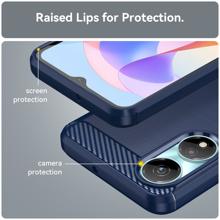 For Honor X7b Brushed Texture Carbon Fiber TPU Phone Case(Blue) - Honor Cases by PMC TechLife | Online Shopping South Africa | PMC TechLife