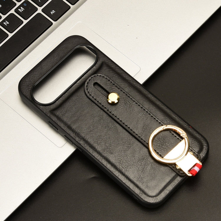 For Google Pixel 9 Pro Wristband Leather Back Phone Case(Black) - Google Cases by PMC TechLife | Online Shopping South Africa | PMC TechLife | Buy Now Pay Later Mobicred
