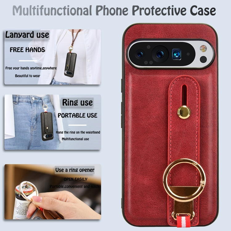 For Google Pixel 9 Pro Wristband Leather Back Phone Case(Red) - Google Cases by PMC Jewellery | Online Shopping South Africa | PMC Jewellery | Buy Now Pay Later Mobicred