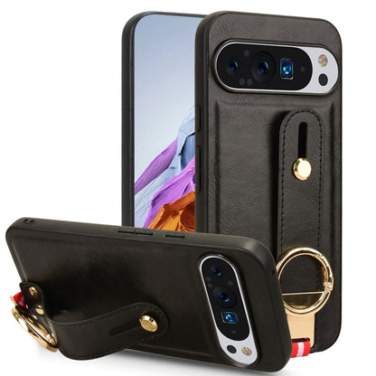 For Google Pixel 9 Wristband Leather Back Phone Case(Black) - Google Cases by PMC Jewellery | Online Shopping South Africa | PMC Jewellery | Buy Now Pay Later Mobicred