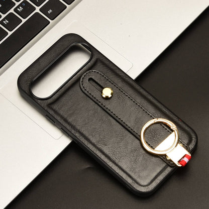 For Google Pixel 9 Wristband Leather Back Phone Case(Black) - Google Cases by PMC Jewellery | Online Shopping South Africa | PMC Jewellery | Buy Now Pay Later Mobicred