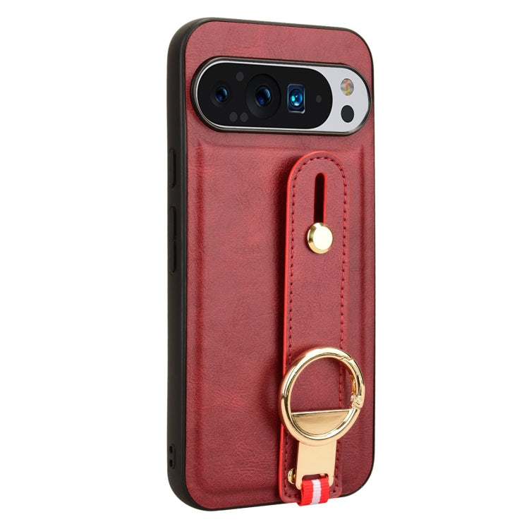 For Google Pixel 9 Wristband Leather Back Phone Case(Red) - Google Cases by PMC Jewellery | Online Shopping South Africa | PMC Jewellery | Buy Now Pay Later Mobicred