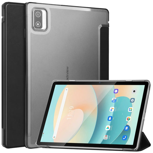 For Blackview Tab 12 / 12 Pro 3-fold Semi-transparent Frosted Smart Leather Tablet Case(Black) - Others by PMC Jewellery | Online Shopping South Africa | PMC Jewellery | Buy Now Pay Later Mobicred