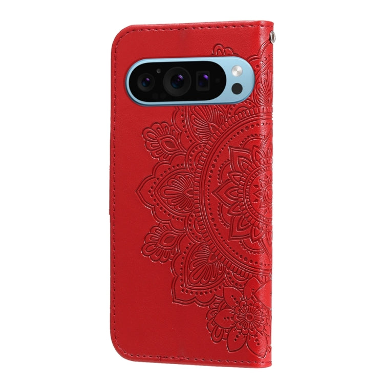 For Google Pixel 9 7-petal Flowers Embossing Leather Phone Case(Red) - Google Cases by PMC Jewellery | Online Shopping South Africa | PMC Jewellery | Buy Now Pay Later Mobicred