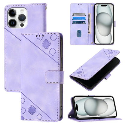 For iPhone 16 Pro Max Skin-feel Embossed Leather Phone Case(Light Purple) - iPhone 16 Pro Max Cases by PMC Jewellery | Online Shopping South Africa | PMC Jewellery | Buy Now Pay Later Mobicred