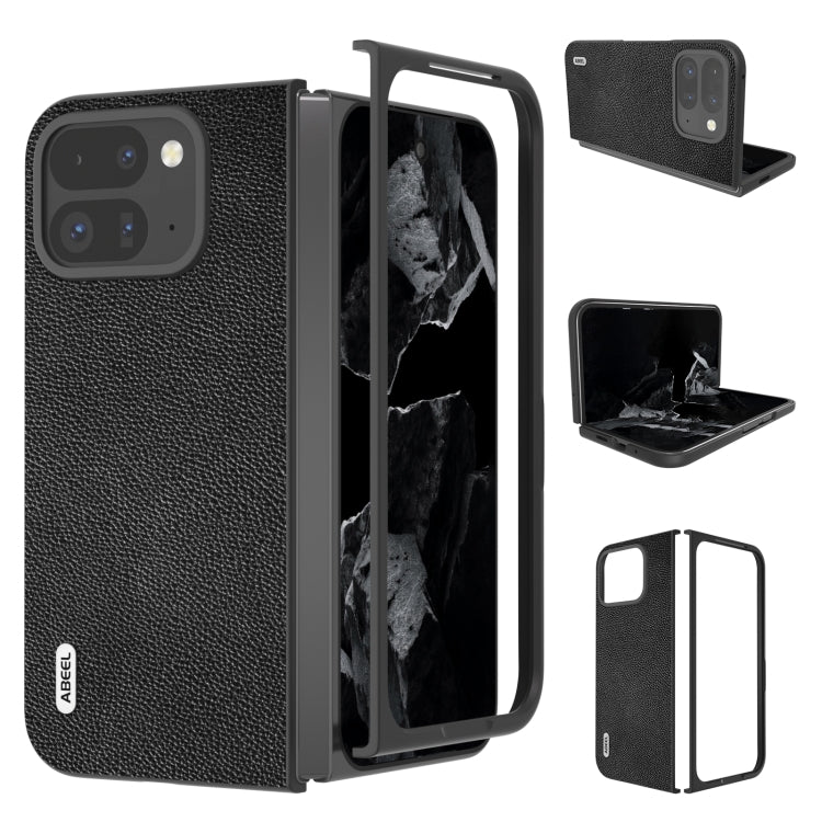 For Google Pixel 9 Pro Fold ABEEL Black Edge Genuine Leather Mino Phone Case(Black) - Google Cases by PMC Jewellery | Online Shopping South Africa | PMC Jewellery | Buy Now Pay Later Mobicred