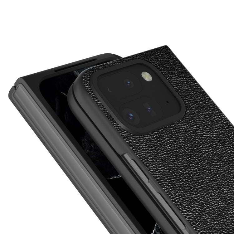 For Google Pixel 9 Pro Fold ABEEL Black Edge Genuine Leather Mino Phone Case(Black) - Google Cases by PMC Jewellery | Online Shopping South Africa | PMC Jewellery | Buy Now Pay Later Mobicred