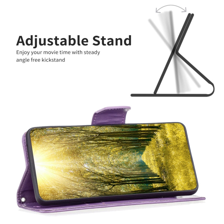 For iPhone 16 Embossing Two Butterflies Pattern Leather Phone Case(Purple) - iPhone 16 Cases by PMC TechLife | Online Shopping South Africa | PMC TechLife | Buy Now Pay Later Mobicred