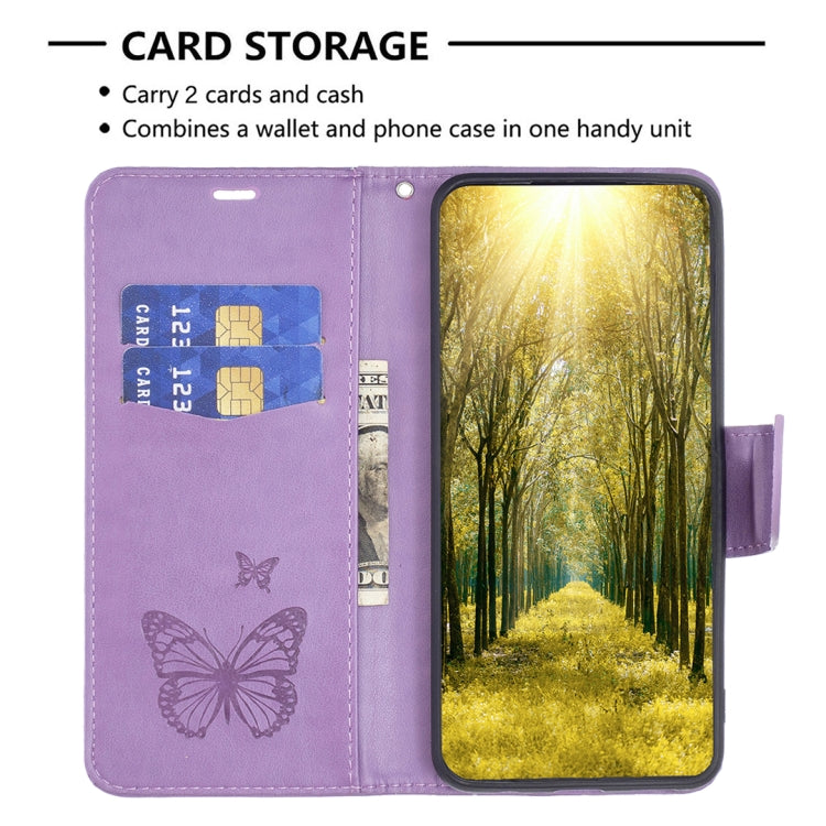 For iPhone 16 Embossing Two Butterflies Pattern Leather Phone Case(Purple) - iPhone 16 Cases by PMC TechLife | Online Shopping South Africa | PMC TechLife | Buy Now Pay Later Mobicred