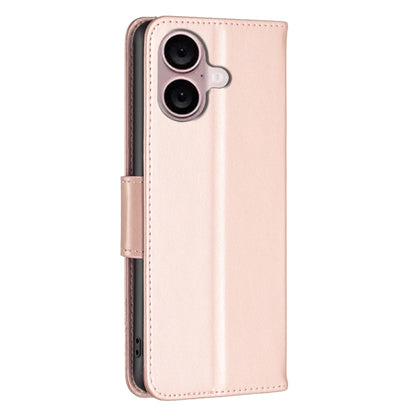 For iPhone 16 Plus Embossing Two Butterflies Pattern Leather Phone Case(Rose Gold) - iPhone 16 Plus Cases by PMC Jewellery | Online Shopping South Africa | PMC Jewellery | Buy Now Pay Later Mobicred