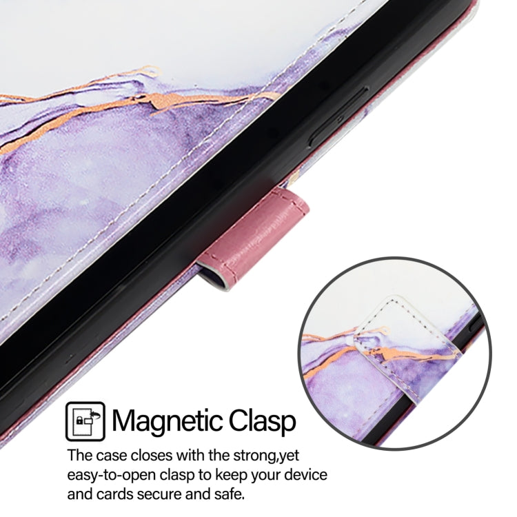 For iPhone 16 PT003 Marble Pattern Flip Leather Phone Case(White Purple LS006) - iPhone 16 Cases by PMC Jewellery | Online Shopping South Africa | PMC Jewellery | Buy Now Pay Later Mobicred