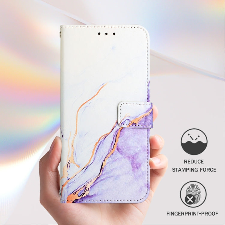 For iPhone 16 PT003 Marble Pattern Flip Leather Phone Case(White Purple LS006) - iPhone 16 Cases by PMC Jewellery | Online Shopping South Africa | PMC Jewellery | Buy Now Pay Later Mobicred