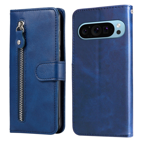 For Google Pixel 9 Fashion Calf Texture Zipper Leather Phone Case(Blue) - Google Cases by PMC Jewellery | Online Shopping South Africa | PMC Jewellery | Buy Now Pay Later Mobicred