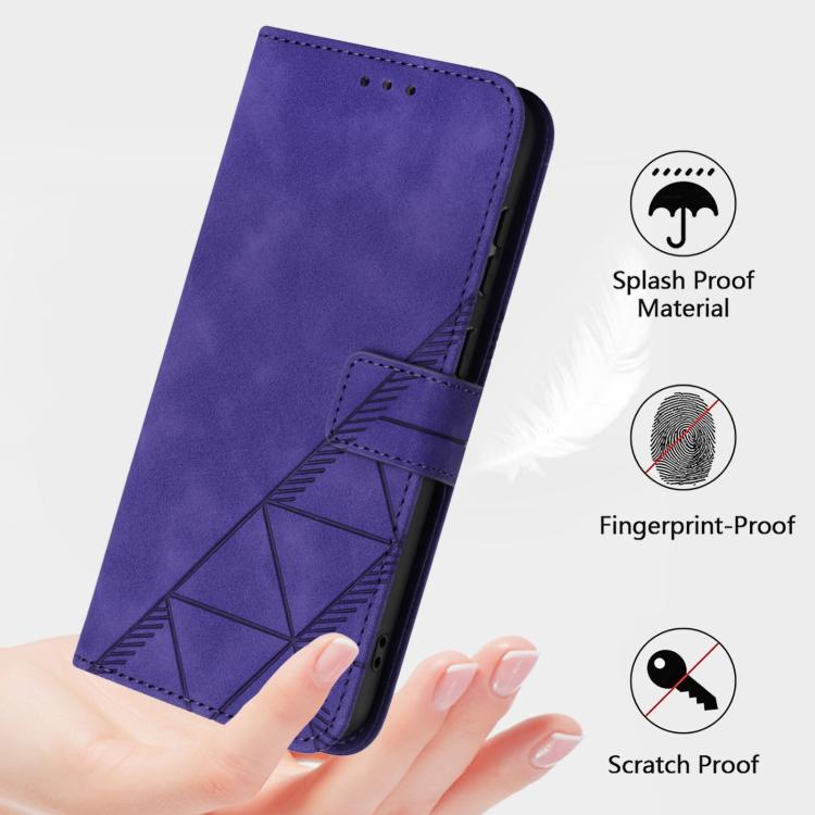 For iPhone 16e Crossbody 3D Embossed Flip Leather Phone Case(Purple) - iPhone 16e Cases by PMC TechLife | Online Shopping South Africa | PMC TechLife | Buy Now Pay Later Mobicred