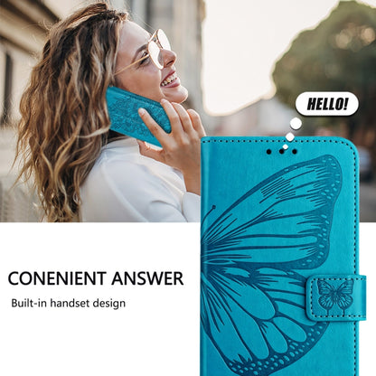 For iPhone 16 Pro Embossed Butterfly Leather Phone Case(Blue) - iPhone 16 Pro Cases by PMC Jewellery | Online Shopping South Africa | PMC Jewellery | Buy Now Pay Later Mobicred